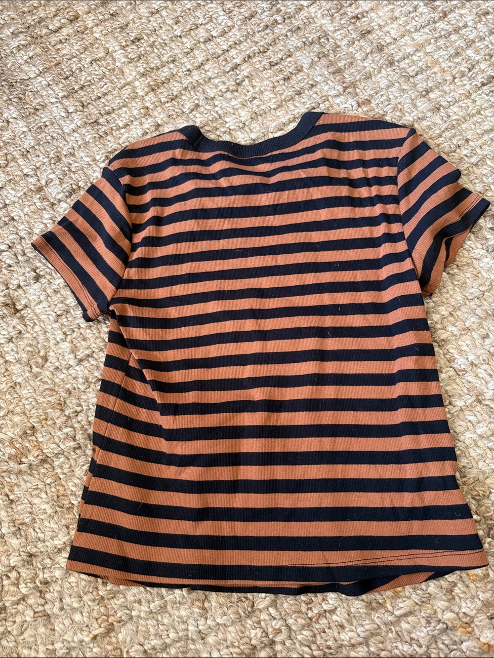 Old Navy Snug fit Black and Brown Striped Short Sleeve Tee - Picture 3 of 3